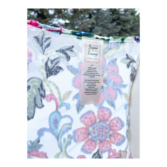 Japna Lounge Flocked Floral Duster Rainbow Sheer Burnout Fringe Kimono Sleeve S - Picture 9 of 10